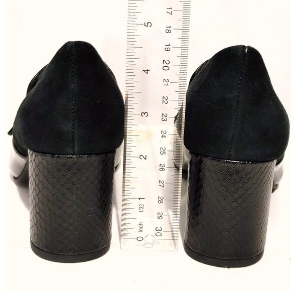 Donald Pliner Camden Pumps Square Toe Croc Embossed Patent Leather Womens Sz 6M - Picture 7 of 9